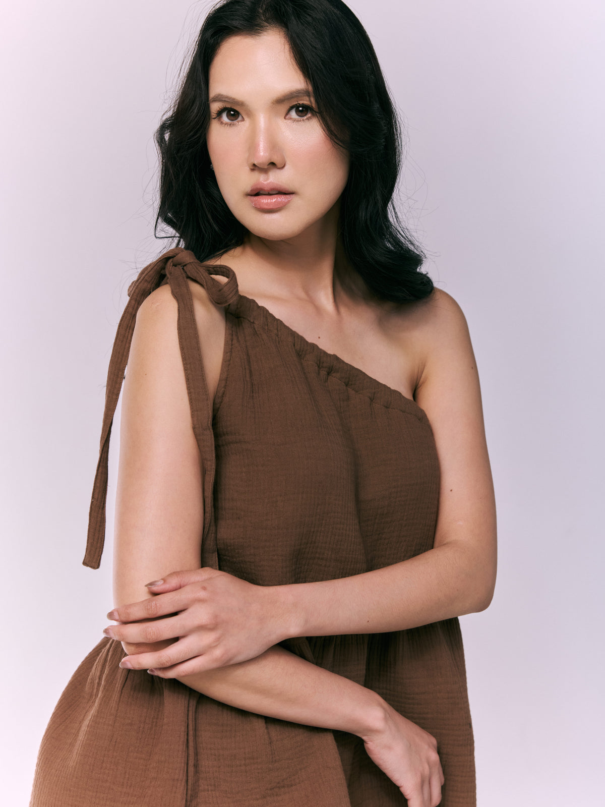NIAP Off-Shoulder Cotton Brown Top