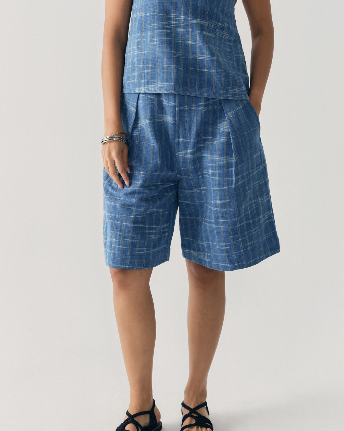 NIAP Indigo Grid Bermude Shorts