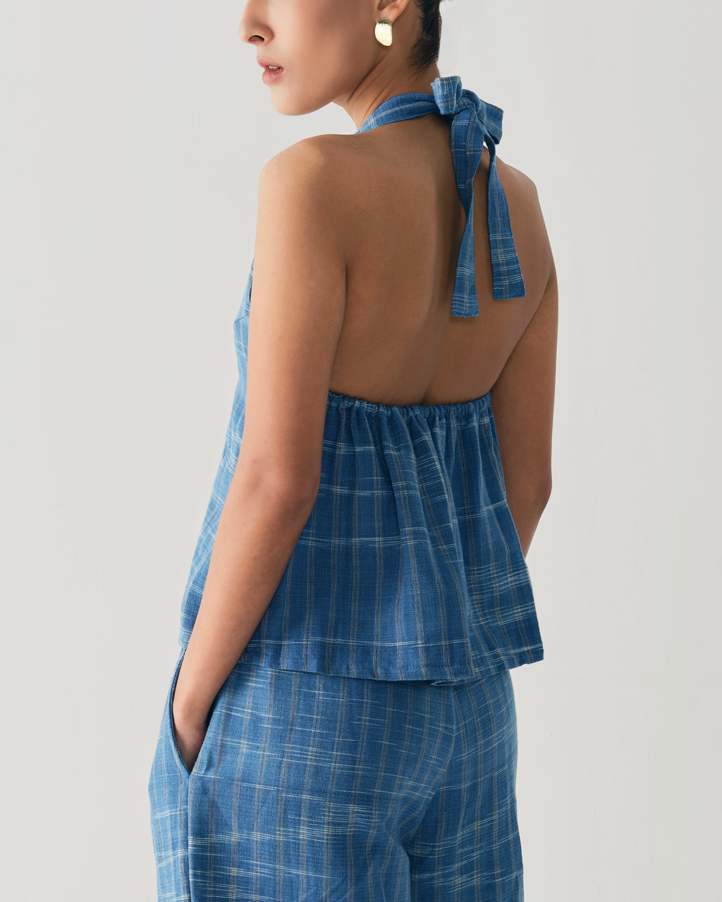 NIAP Indigo Grid Halter Top