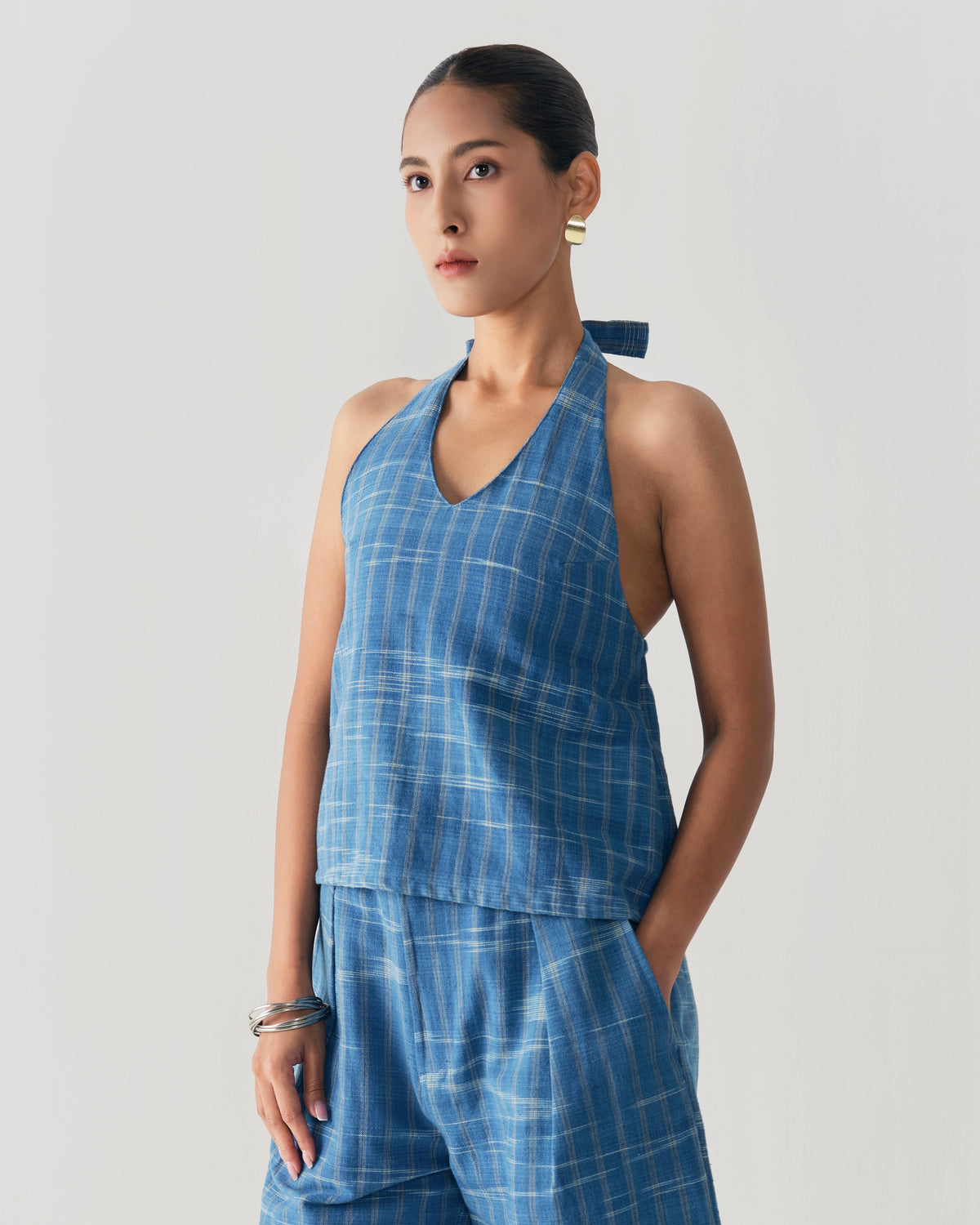 NIAP Indigo Grid Halter Top