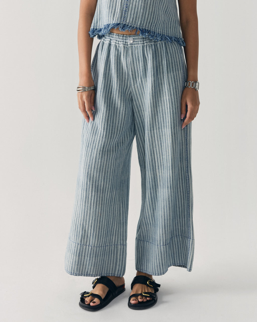 NIAP Cloud Stripe Wide-Leg Pants